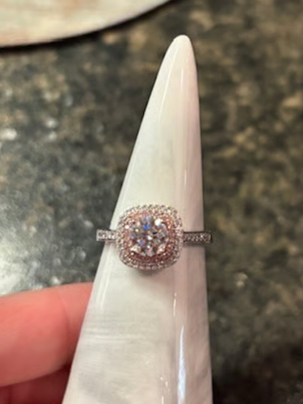 Pink Halo Moissanite Diamond Ring 1.0 carat